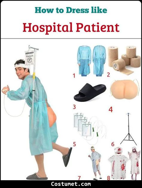 Hospital Patient Costume for Cosplay & Halloween 2023 Zombie Patient Costume, Nurse And Patient Costume Couple, Doctor And Patient Costume, Hospital Patient Costume, Nurse And Patient Costume, Patient Halloween Costume, Mental Patient Costume, Patient Costume, Doctor Fancy Dress