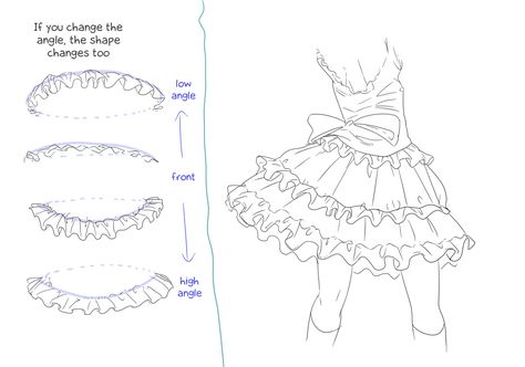 Imgur: The magic of the Internet How To Draw Frills And Ruffles, How To Draw Frills, Anime Ruffles, How To Draw Skirt Ruffles, Ruffle Drawing Reference, Ruffle Reference, Ruffle Drawing, Drawing Ruffles, Draw Ruffles