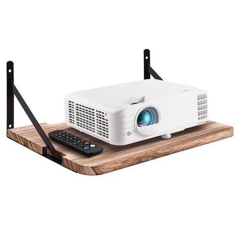 PRICES MAY VARY. [projector router,modem shelf] - Make messy projector,router tidy [Large Space ]-Internal use space:16.2" x 6.3" x 11" (L* H * D),There is enough space to place the router,modem,power strip [Convenient To Use]-Multiple routing holes，convenient to organize wires and cable [Quality materials]-Made by solid wood and metal,sturdy and environmentally friendly [Easy to assemble]-Assemble with screws Thank you for your attention to our products. It is used to store the projector router Family Room Projector, Projector In Living Room Set Up, Wall Projector Ideas Bedroom, Projector Shelf Ideas, Projector Holder, Polaroid Room, Mounted Projector, Projector Shelf, Organize Wires