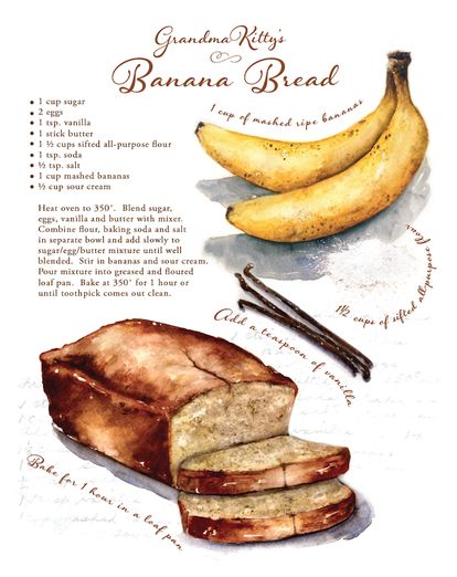 Bannan A Bread Recipe Easy 2 Banana, Basbusa Recipe, Recipe Artwork, Culinary Arts Recipes, Recipe Art, Motivasi Diet, Homemade Cookbook, Easy Banana Bread Recipe, Food Artwork