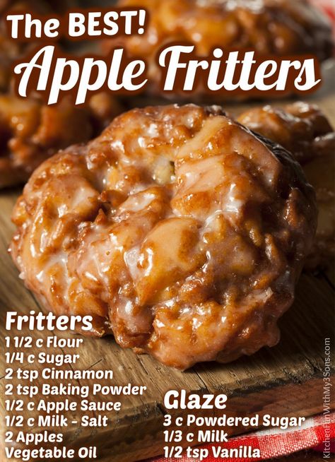 Easy Apple Fritters Recipe, Apple Fritters Recipe, Mango Desserts, Apple Fritter Bread, Apple Recipes Easy, Apple Fritter, Fritters Recipe, Apple Dessert Recipes, Breakfast Sweets