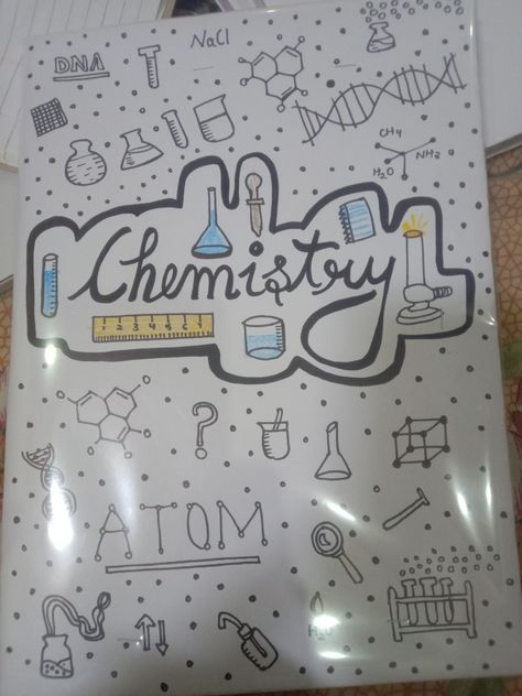 Chemistry project file cover Chemistry Journal Cover, Chemistry Practical File Cover Design, Chemistry Chart Ideas Class 12, Chemistry File Cover, Chemistry Posters Project, Chemistry File Cover Decoration, Science Practical File Cover Design, Chemistry Project Cover Page Ideas Aesthetic, Chemistry Title Page