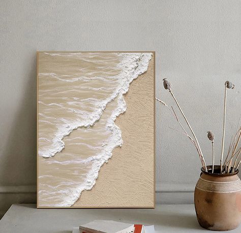 Plaster Canvas Art, Sky Paintings, Wave Painting, Textured Canvas Art, Plaster Art, Sky Painting, Art Texture, Wave Art, Textured Waves