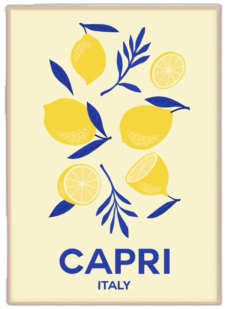 Amalfi Coast Graphic Design, Lemon Illustration Design, Lemon Art Illustration, Capri Painting, Capri Poster, Italian Restaurant Logos, Lemon Artwork, Lemon Images, Lemon Poster