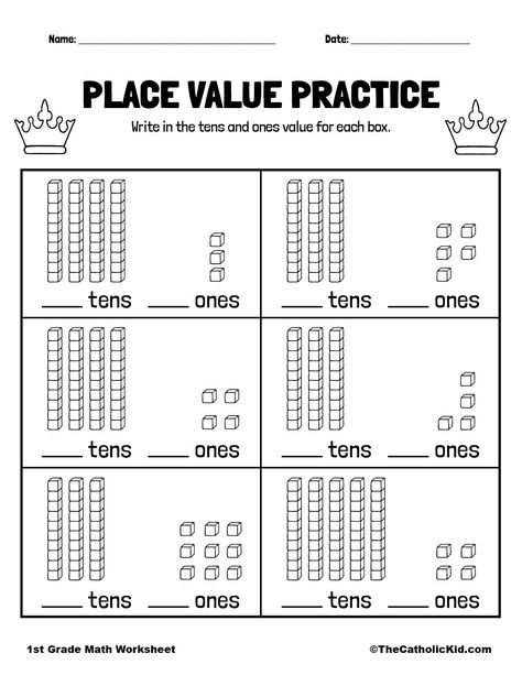 1st Grade Math Practice Sheets, Teaching 1st Grade Ideas, Ones And Tens Worksheet First Grade, Place Value Worksheets For Kindergarten, Class1 Math Worksheet, Place Value Tens And Ones Worksheets, Place Value Grade 1 Worksheet, Work Sheets For 1st Grade Math, Homework 1st Grade