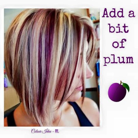 54 Hair Color Inspirations And How To Get Them! - Musely Short Layered Burgundy Hair, Hair Necessities, Highlights Bob, 2018 Hair, Chunky Highlights, Plum Hair, Purple Highlights, Hair Styles 2014, Hair 2018