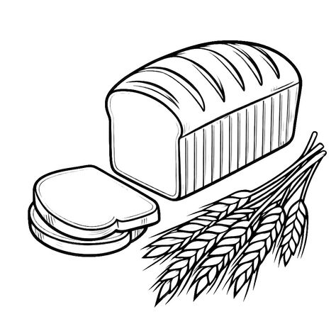 Drawing Of Wheat, Bread Coloring Page, Dani Kruha, Different Types Of Bread, Vowel Worksheets, Food Coloring Pages, Bakery Display, Draw Ideas, Loaf Of Bread