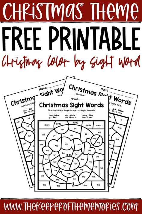 Practice sight words with your preschool and kindergarten students using these Free Printable Christmas Sight Words Worksheets. Get your no-prep printable kindergarten worksheets today! #sightwords #Christmas #holidays #Santa #presents #tree Christmas Color By Sight Word, Christmas Labeling Kindergarten Free, Christmas Sight Words Kindergarten, Color By Sight Word Free, Christmas Sight Word Activities, Free Printable Christmas Worksheets, Christmas Coloring Printables, Christmas Worksheets Kindergarten, Word Work Worksheets