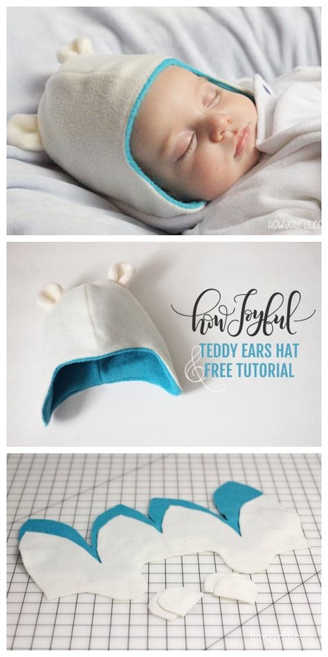 Baby Hat Patterns Sewing, Baby Hat Patterns Free, Baby Hat Sewing Pattern Free, Baby Hat Sewing Pattern, Baby Hat Free Pattern, Baby Hat Pattern, Pola Topi, Diy Teddy Bear, Baby Beanie Hat