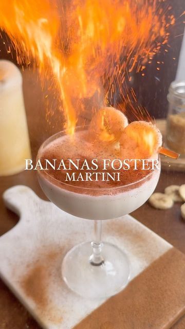 Banana Foster Martini, 99 Bananas, Flaming Cocktails, Banana Liqueur, Hey Bartender, Bananas Foster, Vanilla Vodka, Banana Split, A Banana