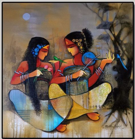 Natkhat Krishna, Indian Contemporary Art, Composition Painting, Galleria D'arte, Action Painting, Hur Man Målar, Indian Folk Art, Indian Artist, Krishna Painting