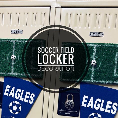 Soccer Field Decoration Decorated Locker, Soccer Locker, Sports Locker, Mini Soccer, Soccer Academy, Soccer Season, Locker Decorations, Soccer Stadium, Soccer Boys