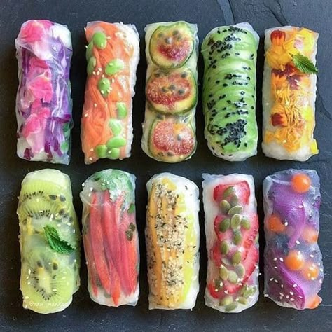 Rice Paper Wraps, Plats Healthy, Rice Paper Rolls, Paper Wrap, Vegan Inspiration, Summer Rolls, Makanan Diet, Wrap Ideas, Sushi Rolls