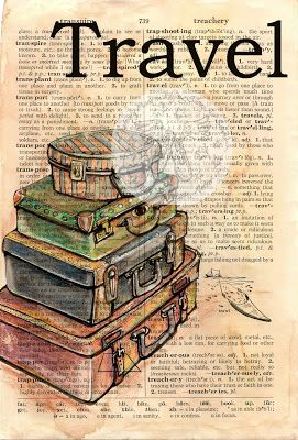 flying shoes art studio: TRAVEL REVISITED Mixed Media Drawing, Media Drawing, Newspaper Art, Book Page Art, Travel Drawing, Dictionary Page, Dictionary Art, Images Vintage, Journal Art