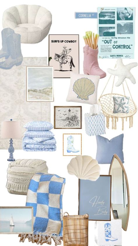 Themed Bedroom Ideas, Coastal Room Decor, Cowgirl Bedroom, Coastal Granddaughter Aesthetic, Cowgirl Room, Granddaughter Aesthetic, Beach Room Decor, Aesthetic Coastal, Beach Themed Bedroom