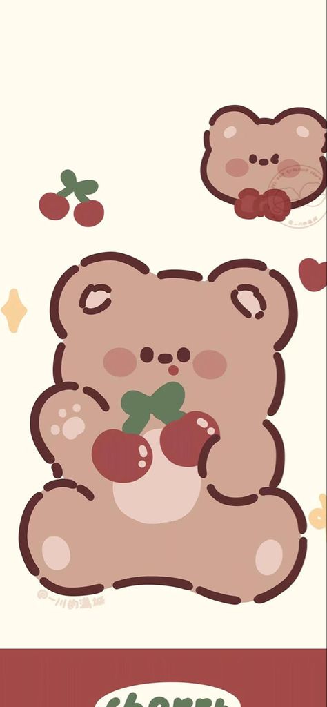 Korean Wallpaper, Red Teddy Bear, Teddy Bear Wallpaper, Blue Teddy Bear, Kids Logo Design, Cute Bear Drawings, Kawaii Illustration, Theme Background, Soft Wallpaper