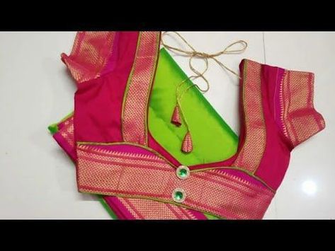 Blouse Design Images Silk Saree, Blouse Design Using Saree Border, Silk Saree Blouse Designs Patterns Back Neck, Marathi Blouse Designs Latest, Border Saree Blouse Back Neck Designs Latest, Blouse Design For Kathpadar Saree, Blouse Designs Latest Kathpadar, Paithani Saree Blouse Work Designs Latest, Back Neck Patch Designs For Blouses