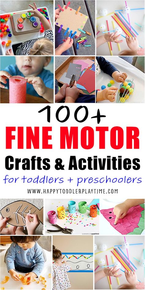 100+ Fine Motor Activities - HAPPY TODDLER PLAYTIME Fine Motor Crafts, Fine Motor Activities For Preschoolers, Motor Activities For Preschoolers, Toddler Fine Motor Activities, Aktiviti Tadika, Craft Activities For Toddlers, Preschool Fine Motor Activities, Fine Motor Activities For Kids, Preschool Fine Motor