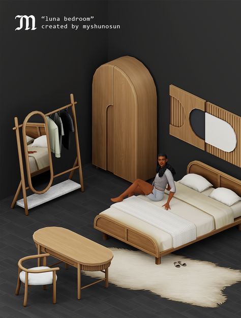 🌙 LUNA BEDROOM | myshunosun on Patreon Sims 4 Pack, The Sims 4 Pack, Sims 4 Beds, Mods Sims 4, Mod Furniture, Muebles Sims 4 Cc, Sims Packs, Sims 4 Bedroom, The Sims 4 Packs