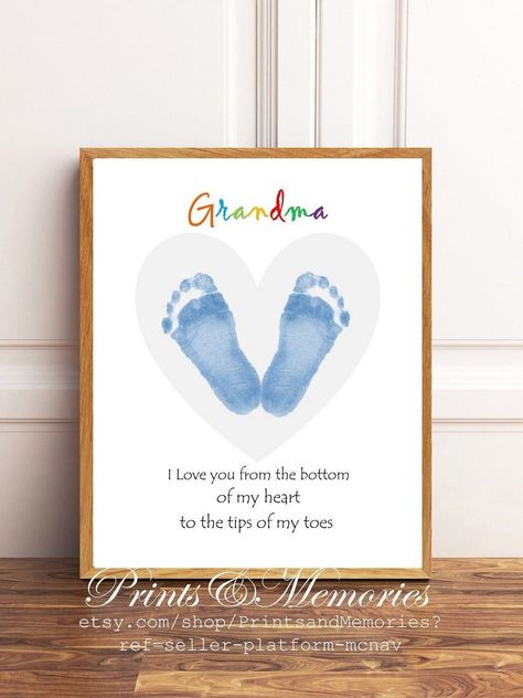 Crafting Tiny Miracles: Baby Footprint Art Projects Grandma Footprint Art, Footprint Art For Grandma, Footprint Crafts For Grandparents, Baby Foot Print Art, Infant Footprint Art, Diy Baby Art, Footprint Art Baby, Baby Footprints Christmas, Baby Handprint Art