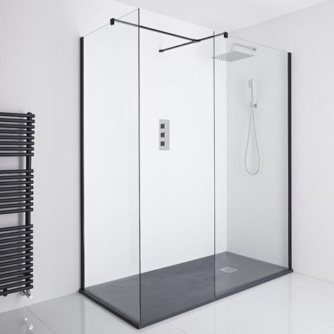 Small Shower Room Ideas, Small Shower Room, Black Profile, Walk In Shower Enclosures, Walk In Shower Designs, Contemporary Shower, Small Showers, Luxury Shower, Shower Surround