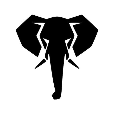 Elephant head front view icon logo isola... | Premium Vector #Freepik #vector #elephant-silhouette #elephant #elephant-illustration #wild-animals Elephant Front View Drawing, Animal Head Silhouette, Vector Illustration Animal, Elephant Head Logo, Elephant Graphic Design, Logo Animal Design, Elephant Character Design, Elephant Illustration Art, African Elephant Illustration