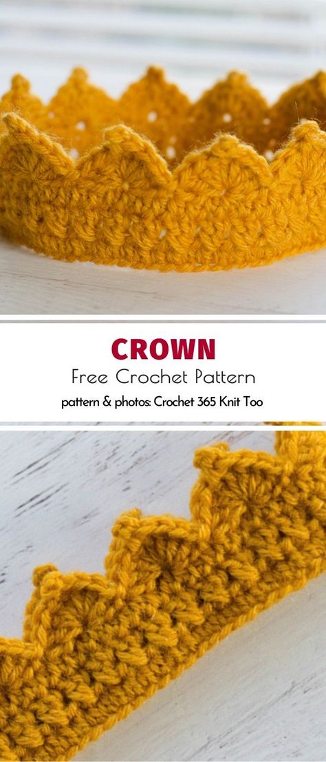 Crochet Crowns Free Pattern, Crochet Crown Pattern, Crochet Crown, Crochet Princess, Dream Dream, Crown Pattern, Hand Crochet Baby Blanket, Crochet Inspo, Your Crochet