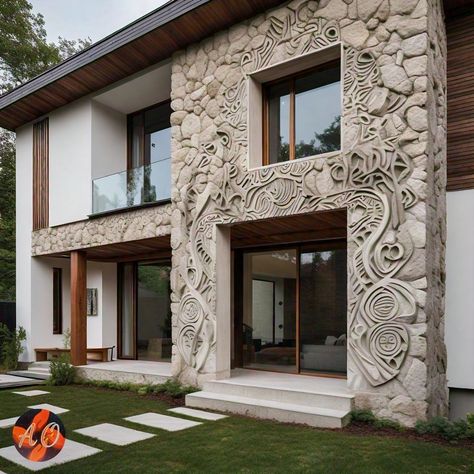 Carved Architecture, Respect Art, Residential Elevation, Park Sculpture, Elevation Architecture, Exterior Wall Art, Exterior Elevation, Art Studio Space, Office Plan