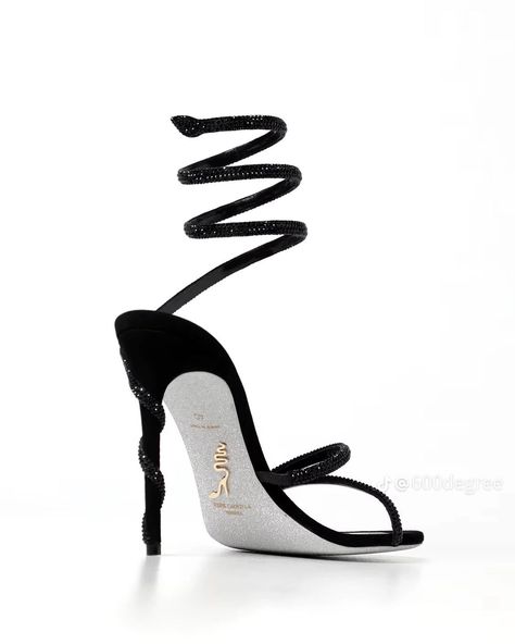 Rene caovilla #renecaovillashoes #black #gilliter #heelsaddict Rene Caovilla Shoes, Rene Caovilla, Dream Shoes, Heels, Black