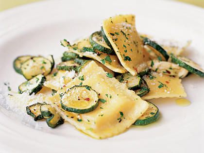 Ravioli with Roasted Zucchini Real Simple Recipes, Pasta With Zucchini, Zucchini Ravioli, Walnut Sauce, Resep Pasta, Roasted Zucchini, Roast Zucchini, Resep Salad, Cooking Guide