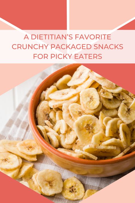 A Dietitian’s Favorite Crunchy Packaged Snacks for Picky Eaters - Jenny Friedman Nutrition Snacks For Picky Eaters, Healthy Crunchy Snacks, Feeding Picky Eaters, Crunchy Snacks, Dorm Food, Packaged Snacks, Picky Eating, Crunchy Snack, Picky Eater Recipes