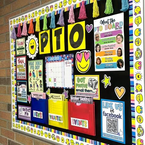 Parent Council Bulletin Boards, Pta Back To School Bulletin Boards, Ptsa Bulletin Board Ideas, Pta First Day Of School Ideas, Pto Board Ideas, Pto Table Display, Meet The Teacher Pto Table, Join The Pta Poster, Pto Trifold Board