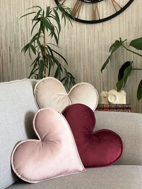 Buy beautiful Home cushions Online . Delivery all over india available #HomeStore #Curtain #DoorCurtain #ForHome #cushions #sofacushions #officecushions Heart Shaped Pillows, Cute Pillows For Bed, Valentine Cushion, Pillow Shapes, Velvet Diy, Cushion For Bed, Valentines Pillow, Cute Throw Pillows, Heart Shaped Pillow