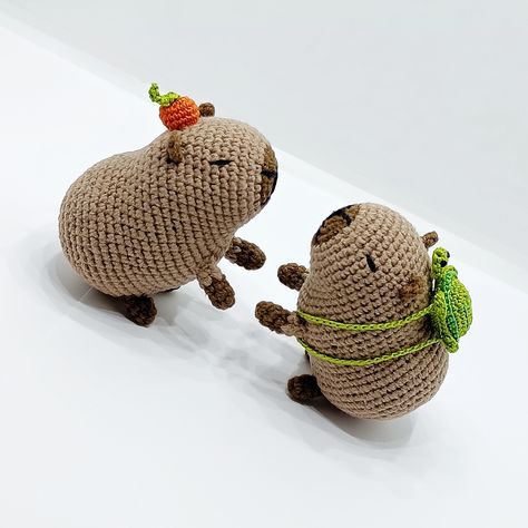 Capybara plush toy Crochet capybara amigurumi Cute capybara desk buddy Capy measurements - 3.25'' x 2.5'' x 25'' (8 x 6,5 x 5 cm) You can order a toy of any size - just write me a message. This toy is not recommended for dogs or babies, because of plastic eyes. This is a finished toy To make the toy I used a pattern from  CosFamily Amigurumi Capybara, Capybara Crochet, Crochet Capybara, Capybara Plush, Cute Capybara, Desk Buddy, Crochet Mignon, Creative Food Art, Toy Crochet