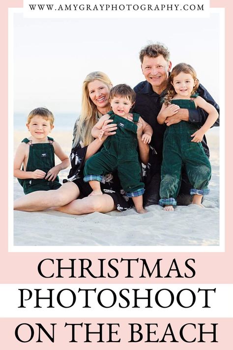 Christmas Pajamas On The Beach, Tropical Holiday Photo Ideas, Christmas Beach Mini Sessions, Family Christmas Pictures Outfits Beach, Beach Family Christmas Photos, Family Winter Beach Pictures, Christmas On The Beach Photography, Winter Beach Photoshoot Family, Beach Christmas Photos