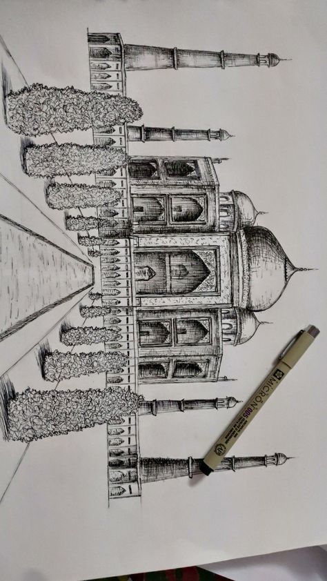 #pencildrawing #sketch #drawing #artist #pencilart #pencil #artwork #sketchbook #sketching #artistsoninstagram Rendering Drawing Sketches, Rendering Architecture Sketches, Pen Rendering Sketches, Micron Rendering, Taj Mahal Sketch Pencil, How To Draw Taj Mahal, Micron Pen Art Sketches Architecture, Taj Mahal Sketch, Pen Sketches Simple