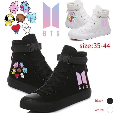 Kpop Shoes, Army Shoes, Bt21 Merch, Bts Hoodie, Bts Clothing, Kpop Men, Bts Black And White, Sneakers Comfortable, Hightop Sneakers