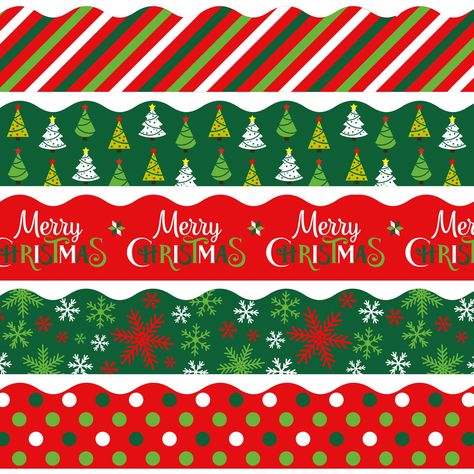 PRICES MAY VARY. Bulletin Board Borders Set - 60pcs Christmas theme bulletin border stickers in 5 designs, each design contains 12pcs, sufficient for classroom decoration to welcome the coming of Christmas festival. Merry Christmas Design - The bulletin board borders are designed in classic Christmas patterns and colors, Christmas tree, snowflake, stripe, dot, and letter MERRY CHRISTMAS, mainly in red, green and white color, full of Christmas atmosphere. Quality Material - Made of good material Borders Bulletin Board, Border Bulletin Board, Office Christmas Decor, Christmas Decor Party, Bulletin Board Tree, Stickers For School, Classroom Borders, Christmas Tree And Fireplace, Christmas Bulletin Board