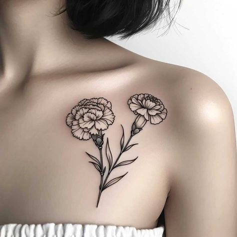 Marigold And Rose Flower Tattoo, Marigold Flower Tattoo Design, Carnation And Marigold Tattoo, Marigold Tattoos, Flower For January, Marigold Flower Tattoo, Emotions Through Art, Love Is Like A Butterfly, Marigold Tattoo