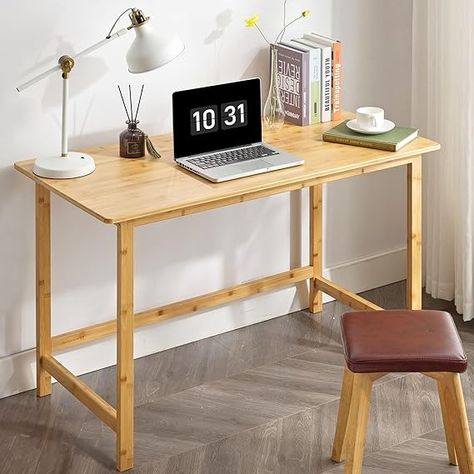 Amazon.com: Nnewvante Bamboo Writing Desk, 47 Inch Home Office Desk, Modern Simple Computer Desk, Sturdy Work Desk Study Table : Home & Kitchen Simple Work Desk, Office Desk Modern, Simple Computer Desk, Desk Modern, Desk Dimensions, Writing Desk Modern, Modern Computer Desk, Desk Study, Simple Desk