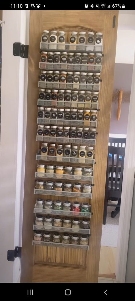 Inside Door Spice Rack, Back Of Door Spice Rack, Spice Rack Inside Cabinet Door, Kitchen Cabinet Door Storage Spice Racks, Hidden Spice Rack Ideas, Spice Rack On Door, Spice Rack Ideas Cabinet Organization, Spice Rack Inside Cabinet, Spice Rack Back Of Door