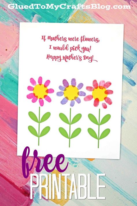 I'd Pick You - Thumbprint Flower Kid Craft Keepsake Printable - Perfect for Mother's Day!!! Keepsake Printable, Mother's Day Theme, Easy Mother's Day Crafts, Mother's Day Projects, Mothers Day Poems, Mother's Day Activities, Jan Van Eyck, House Arrest, Mothers Day Crafts For Kids