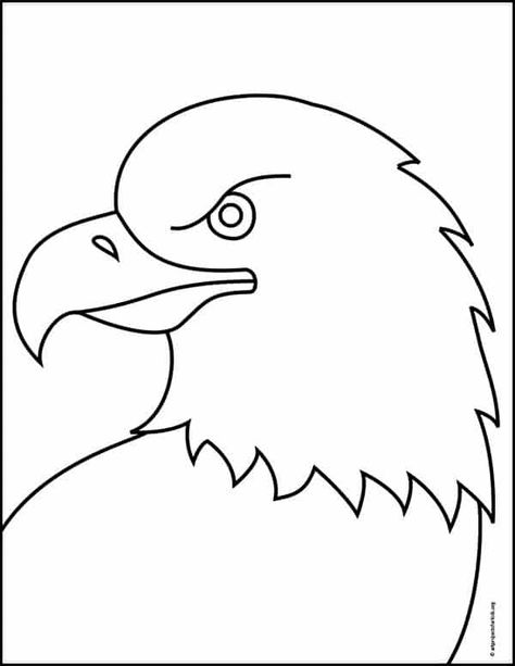 How To Draw Eagle, Eagle Drawing Simple, Bald Eagle Drawing, Eagle Drawing Easy, Eagle Outline, Head Drawings, Native American Art Projects, Eagle Craft, Eagle Cartoon