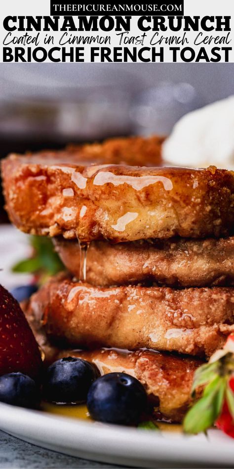 Cinnamon Crunch French Toast Cinnamon Crunch French Toast, Cinnamon Toast Crunch French Toast, French Toast Brioche, Gourmet French Toast, Captain Crunch French Toast, Crispy French Toast, French Toast Crunch, Sourdough French Toast, Homemade Breakfast Recipes