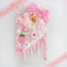 Pink Whipped Cream, Decoden Ideas, Diy Phone Case Ideas, Decoden Phone Cases, Phone Case Kawaii, Phone Case Ideas, Decoden Diy, Decoden Case, Decoden Phone Case