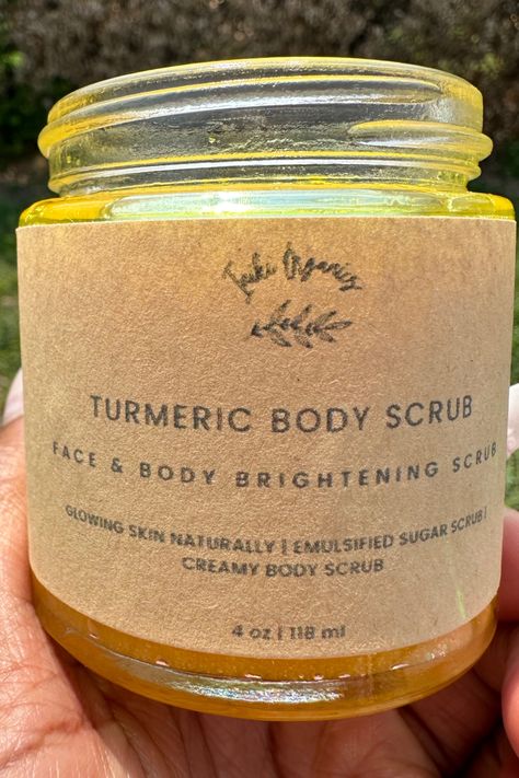 We make turmeric lotion, body butter & body scrubs with turmeric-infused jojoba oil to bring a natural glow to the body, brighten dark spots, and combat hyperpigmentation. Turmeric Lotion, Turmeric Body Scrub, Emulsified Sugar Scrub, Natural Glowing Skin, Body Scrubs, Salt Scrub, Face Scrub, Natural Glow, Bath Salts