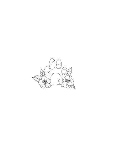 Dog Face Flower Tattoo, Lily Tattoo With Paw Print, Flowers With Dog Paw Tattoo, Daisy And Paw Print Tattoo, Dog And Cat Paw Tattoo Together, Best Friend Dog Tattoo, Tattoos Inspired By Dogs, Golden Retriever Paw Tattoo, Dog Silhouette Tattoo With Flowers