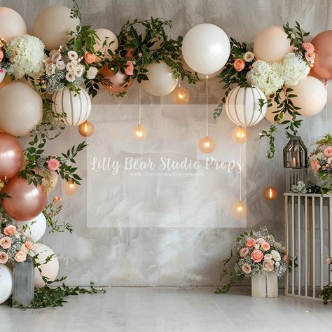 Wooden Arch With Balloons, Party Arch Ideas, Balloon And Flower Backdrop, Backdrop Baby Shower Ideas, Matte Fabric, Neoprene Rubber, Printed Backdrops, Fabric Backdrop, Flower Backdrop