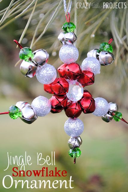 Jingle Bell Snowflake Ornament by Crazy Little Projects Jingle Bell Crafts, Christmas Crafts For Adults, Christmas Crafts To Make, Fun Christmas Crafts, Ornament Tutorial, Navidad Diy, Easy Christmas Crafts, Christmas Ornaments Homemade, Jingle Bell