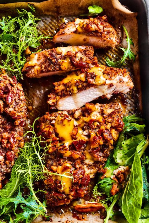 Pecan Crusted Chicken is perfect for a weeknight meal. The pecan coating adds a crunchy texture, while honey mustard sauce gives a sweet and tangy bite, making a satisfying dinner everyone will love. Easy Weeknight Recipes, Pecan Crusted Chicken, Weeknight Recipes, Favorite Recipes Chicken, Honey Mustard Sauce, Mustard Sauce, Crusted Chicken, Oven Baked Chicken, Diet Guide